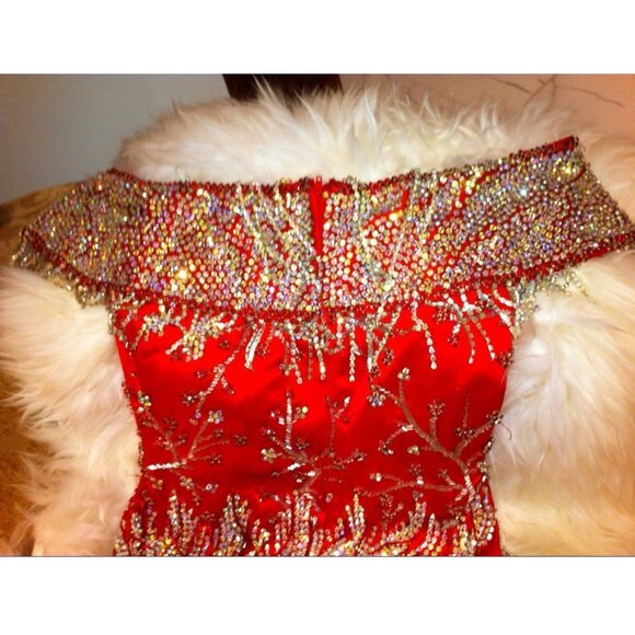 Couture Swarovski Crystals Runway Fringes Cocktail Prom Party Pageant Dress Gown - Picture 10 of 15